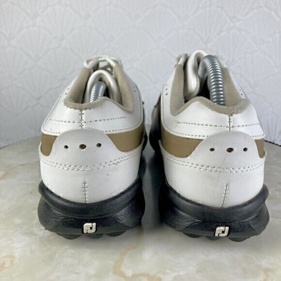 FootJoy Golf Shoes Womens 7 White Brown GreenJoys Soft Spikes Lace Up Sneakers - Picture 8 of 12
